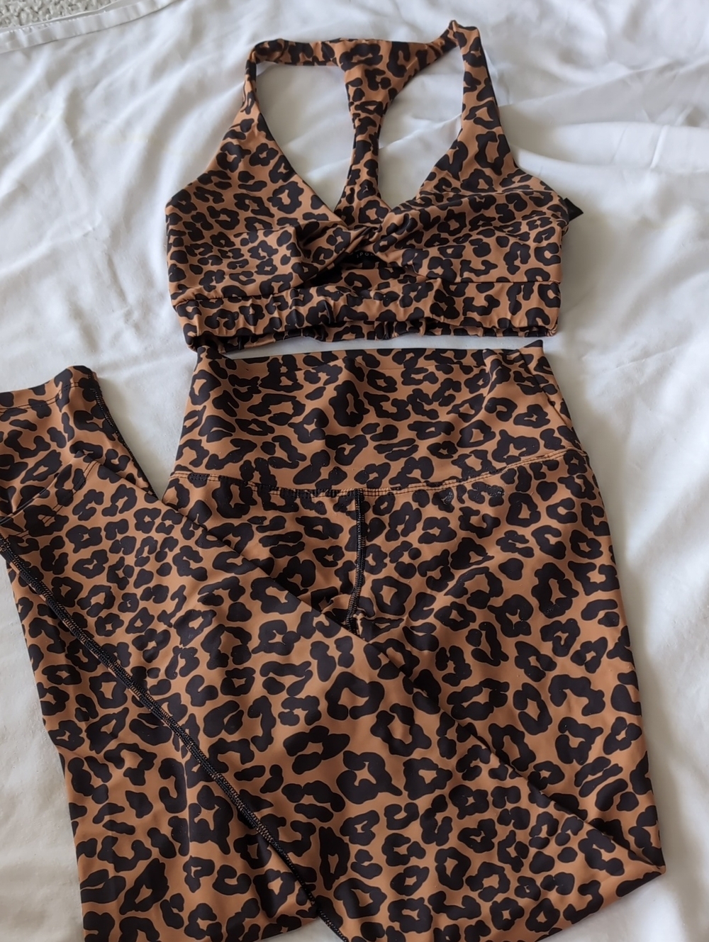 Beach Riot Leopard Print Active Bra & Leggings - Tan & Black